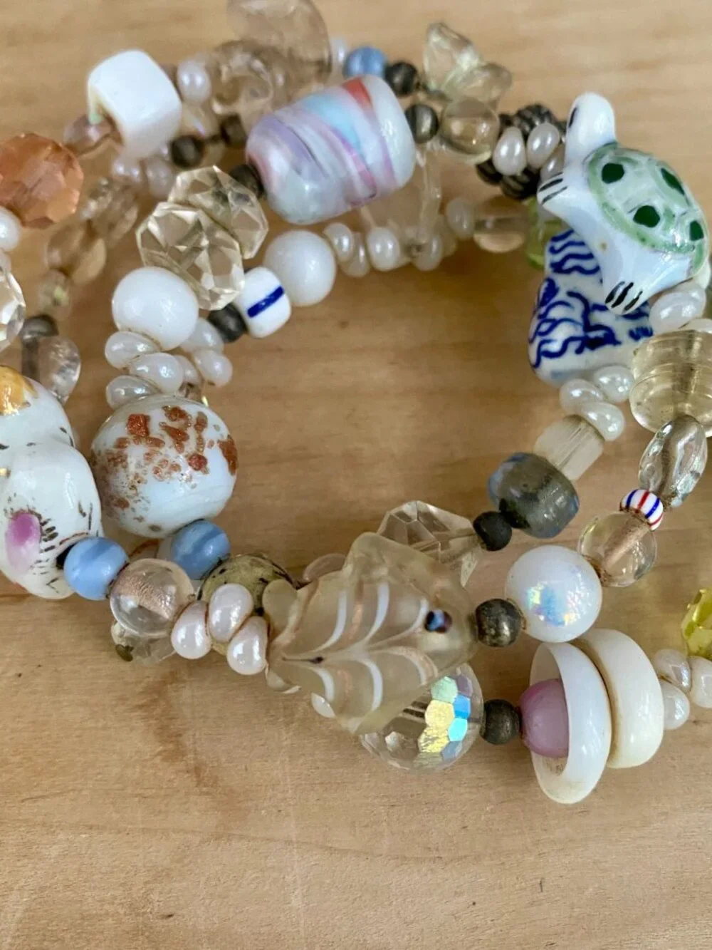 Vintage Bracelet - Artisan made, unique (made to order), animals, memory wire.